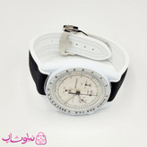 ساعت امگا سواچ moonswatch با بند رابر زنانه مردانه رنگ سفید مشکی کیفیت مستر کد 3750