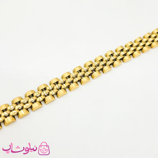دستبند مردانه زنانه استیل طرح رولکس طلایی کد 750