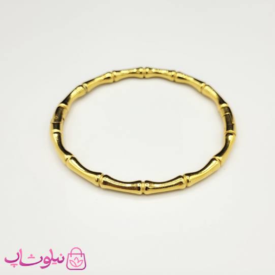 دستبند زنانه استیل مدل بامبو (استخوانی) طلایی قطر 60 میل کد 230