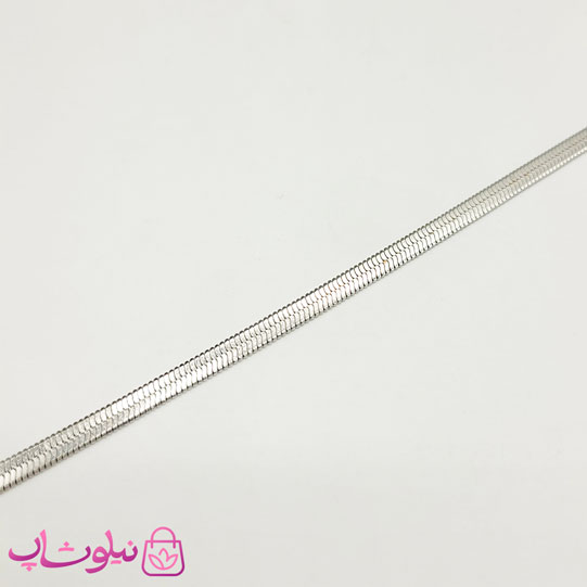 ست دستبند و گردنبند هرینگبون تخت نقره ای 4 میل کد 250