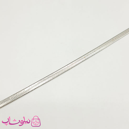 ست دستبند و گردنبند هرینگبون تخت نقره ای 4 میل کد 250