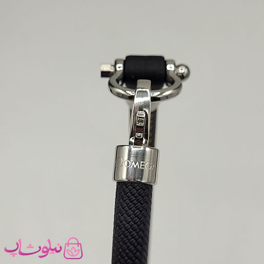 دستبند امگا رابر مشکی مردانه سایز لارج کیفیت مستر با دوخت نارنجی (طراحی جدید) کد 1550