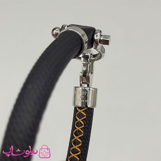 دستبند امگا رابر مشکی مردانه سایز لارج کیفیت مستر با دوخت نارنجی (طراحی جدید) کد 1550