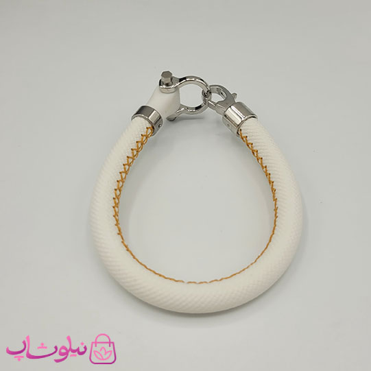 دستبند امگا رابر سفید مردانه سایز لارج کیفیت مستر با دوخت نارنجی (طراحی جدید) کد 1450
