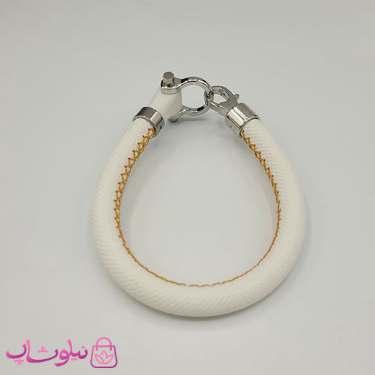 دستبند امگا رابر سفید مردانه سایز لارج کیفیت مستر با دوخت نارنجی (طراحی جدید) کد 1450