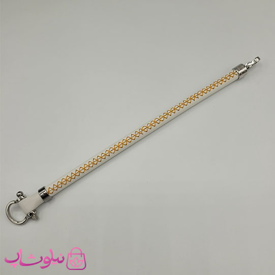 دستبند امگا رابر سفید مردانه سایز لارج کیفیت مستر با دوخت نارنجی (طراحی جدید) کد 1450