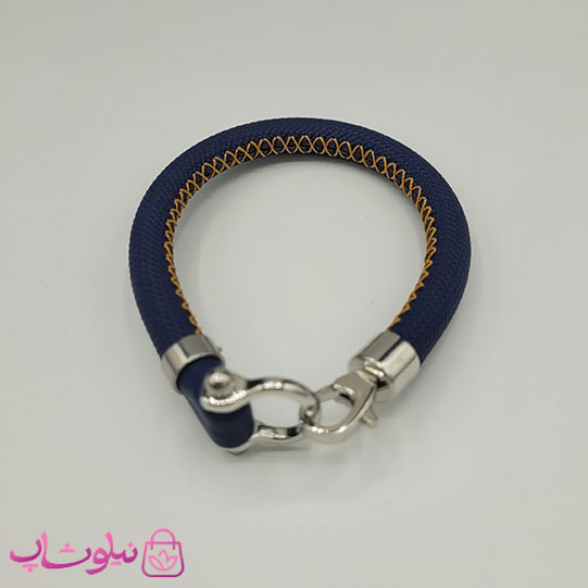 دستبند امگا رابر سرمه ای مردانه سایز لارج کیفیت مستر با دوخت نارنجی (طراحی جدید) کد 1350
