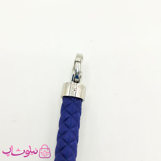 دستبند امگا رابر سرمه ای مردانه قفل نقره ای کیفیت مستر کد 650