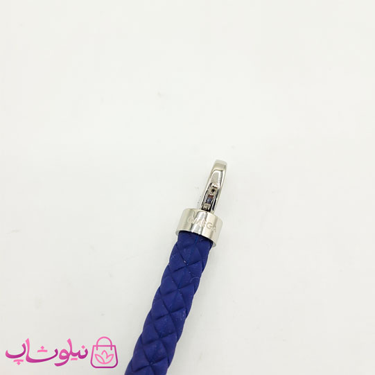 دستبند امگا رابر سرمه ای مردانه قفل نقره ای کیفیت مستر کد 650