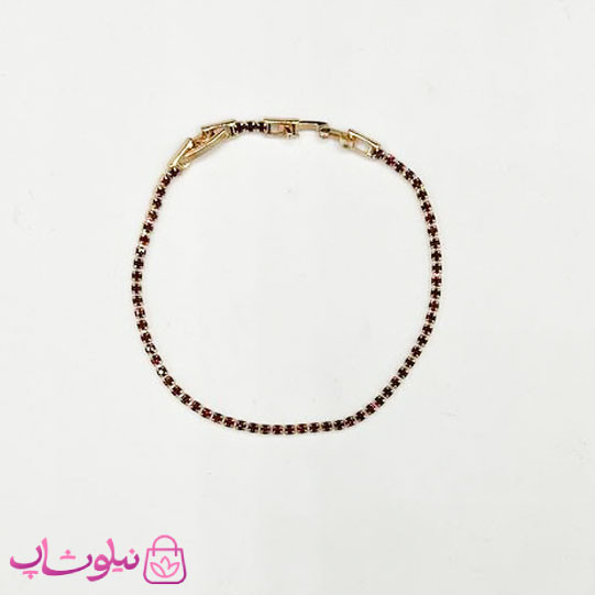 دستبند زنانه ژوپینگ ظریف طرح تنیسی نگین قرمز کد 179