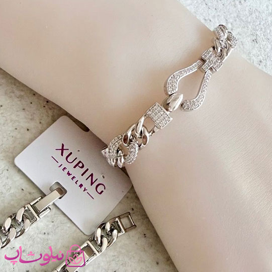 دستبند زنانه ژوپینگ نقره ای رنگ مدل فرد Fred نگیندار کد 899