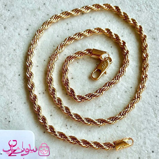 ست زنجیر و دستبند طنابی ژوپینگ 50 سانت عرض 4 میل کد 10991
