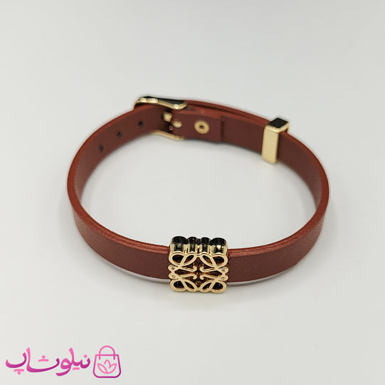 دستبند زنانه لووه Loewe چرم استیل رنگ قهوه ای کد 650