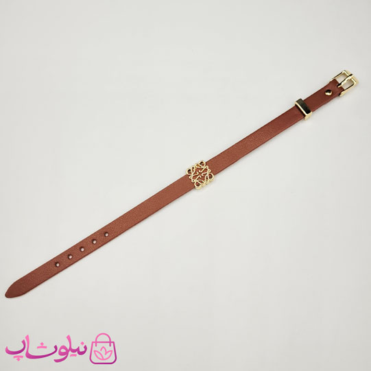 دستبند زنانه لووه Loewe چرم استیل رنگ قهوه ای کد 650