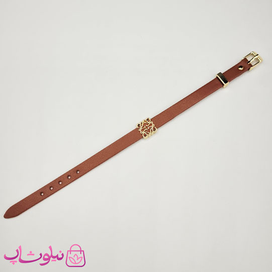 دستبند زنانه لووه Loewe چرم استیل رنگ قهوه ای کد 650