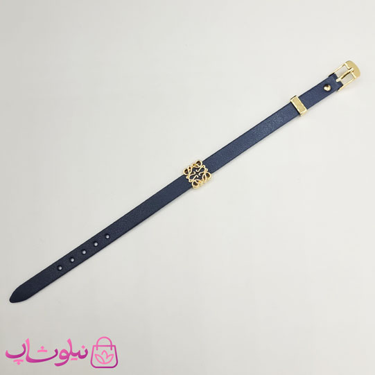 دستبند زنانه لووه Loewe چرم استیل رنگ سرمه ای کد 650