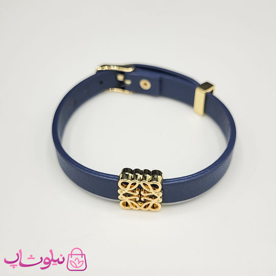 دستبند زنانه لووه Loewe چرم استیل رنگ سرمه ای کد 650