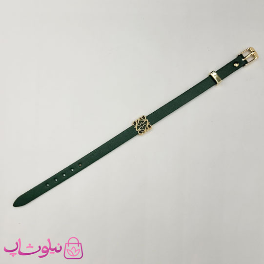دستبند زنانه لووه Loewe چرم استیل رنگ سبز کد 650