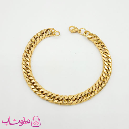 ست گردنبند و دستبند مردانه استیل طلایی کارتیه کد 800