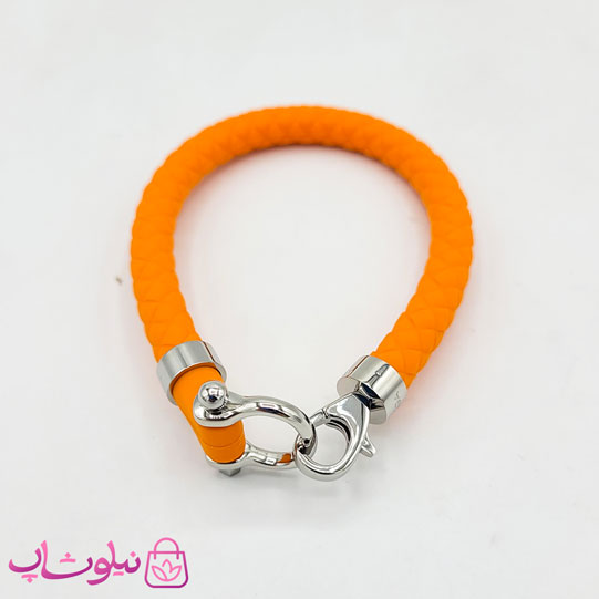 دستبند امگا رابر نارنجی قفل نقره ای مردانه زنانه کیفیت مستر کد 1100