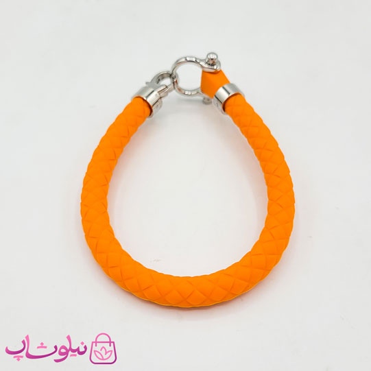 دستبند امگا رابر نارنجی قفل نقره ای مردانه زنانه کیفیت مستر کد 1100