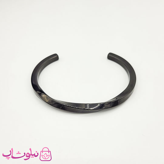 دستبند بنگل مردانه مدل پیچ استیل مشکی کد 239