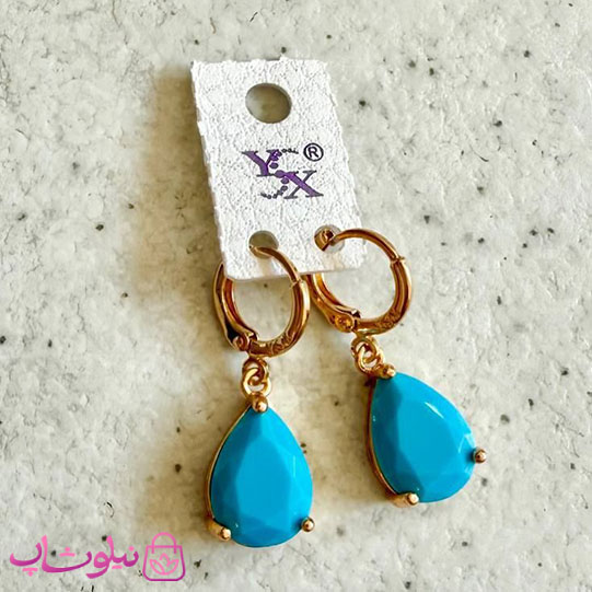 گوشواره آویز زنانه برند YSX مدل اشکی آبی رنگ کد 229