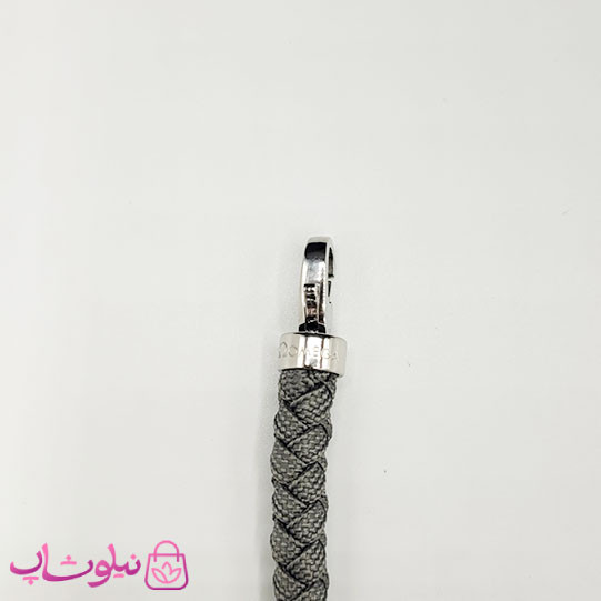 دستبند امگا کنفی یا برزنتی طوسی روشن با قفل نقره ای سایز لارج کیفیت مستر کد 1100