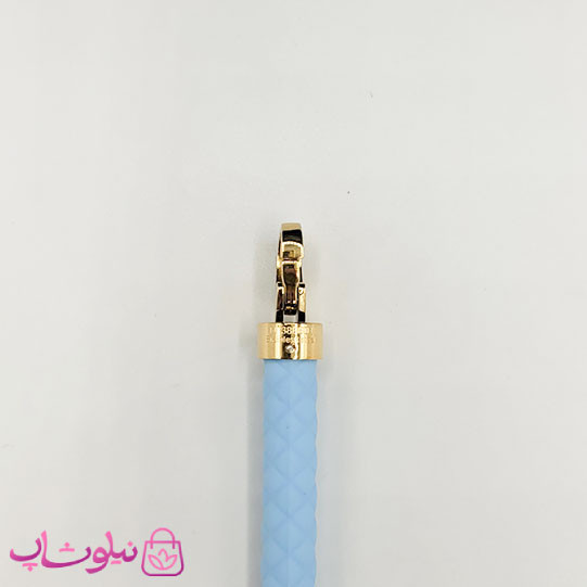 دستبند امگا رابر آبی روشن با قفل طلایی سایز لارج کیفیت مستر کد 1100