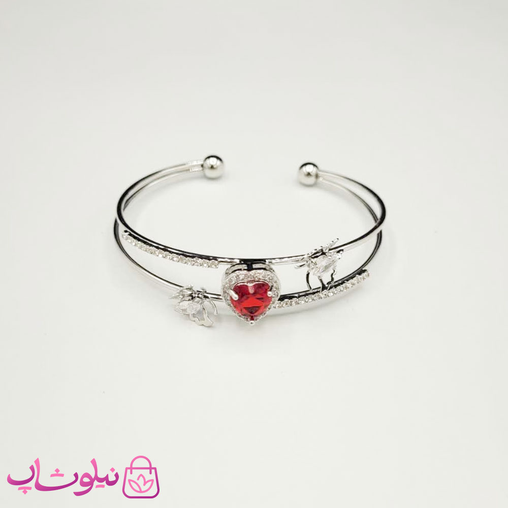 بنگل زنانه دولاین فری سایز مدل قلب سرخ کد 333