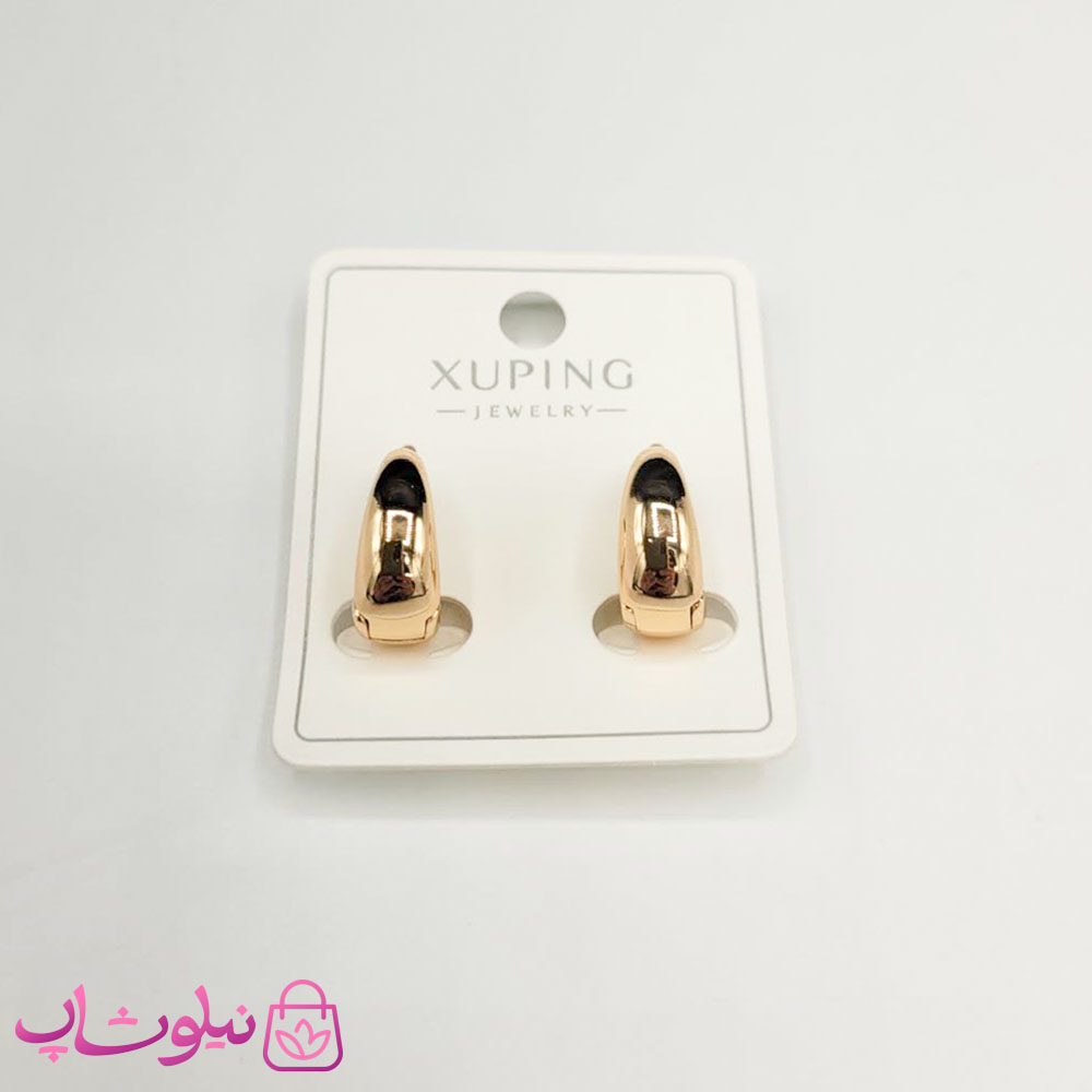 گوشواره زنانه حلقه ای ژوپینگ طلایی مدل کلاسیک کد 2391
