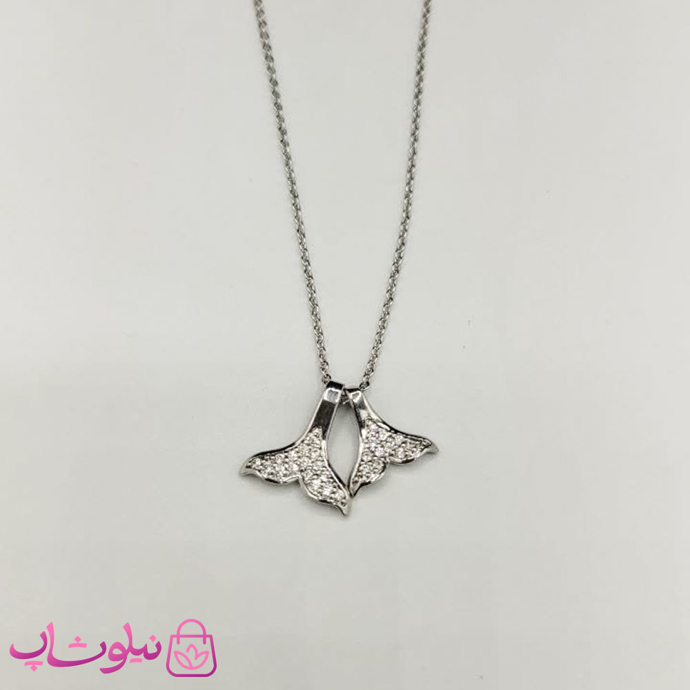 گردنبند زنانه برند CM مدل دم وال رنگ نقره ای کد 270