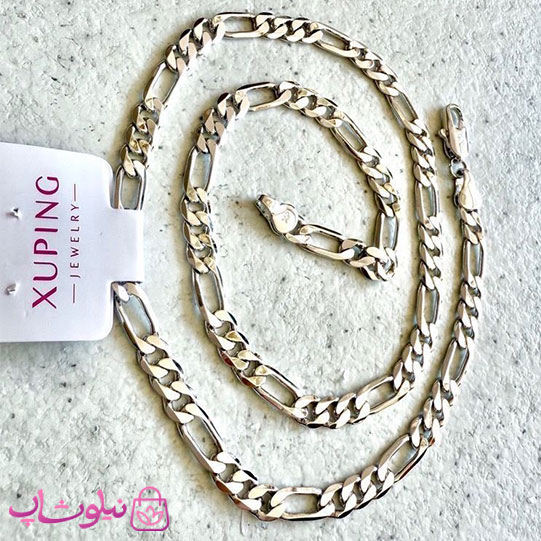 زنجیر ژوپینگ فیگارو نقره ای رنگ طول 50 سانت و عرض 6 میل کد 8991