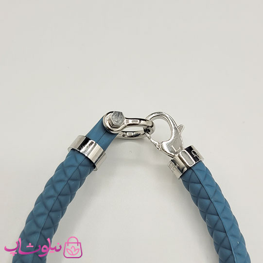 دستبند امگا رابر رنگ سبزآبی با قفل نقره ای کیفیت مستر کد 900