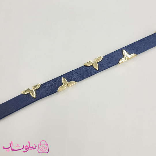 دستبند زنانه لویی ویتون مدل چرم استیل سرمه ای کد 500