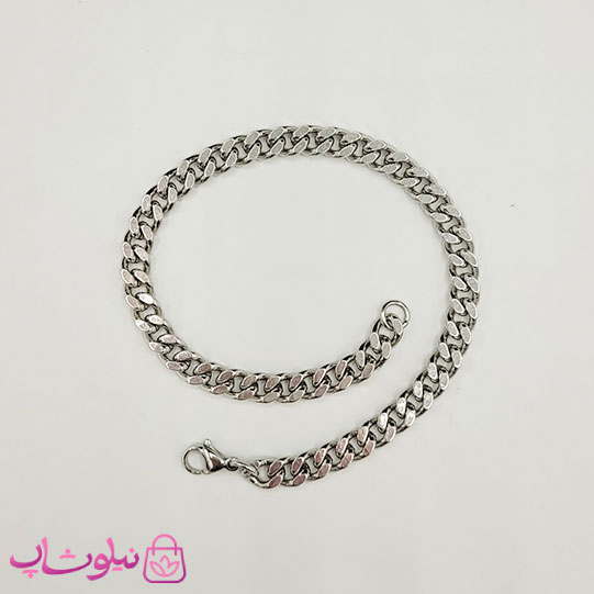دستبند مردانه مدل کارتیه نقره ای استیل 22 سانت 5 میل کد 2291