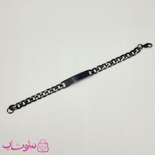 دستبند مردانه مدل کارتیه پلاک دار مشکی رنگ کد 2891