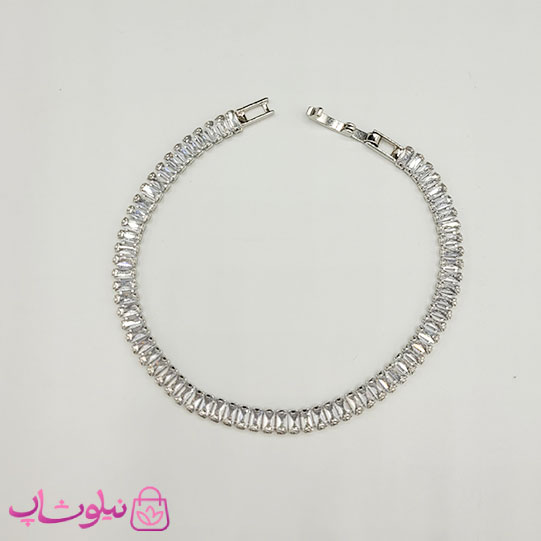 دستبند دخترانه تنیسی مدل نگین باگتی طول 18.5 سانت عرض 4 میل کد 300