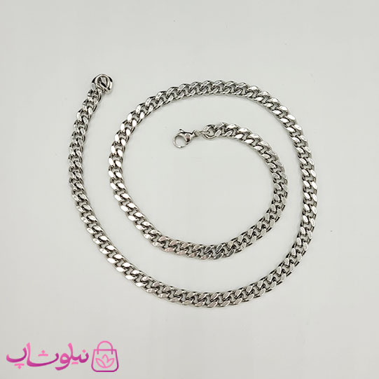گردنبند/ دستبند/ پابند زنانه مدل کارتیه استیل نقره ای رنگ