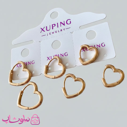 پک گوشواره سه سوراخ ژوپینگ مدل قلب کد 699