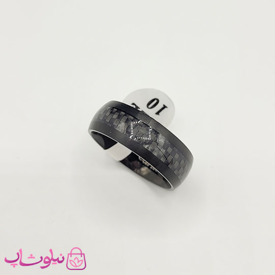 انگشتر مردانه کارتیه مدل فیبر کربن مشکی کد 460