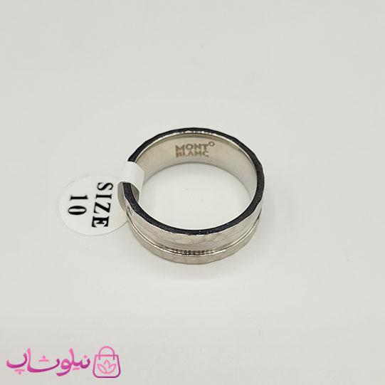 انگشتر مردانه مون بلان مدل خط دار نقره ای کد 460