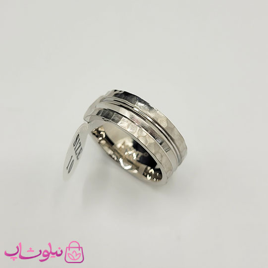 انگشتر مردانه مون بلان مدل خط دار نقره ای کد 460