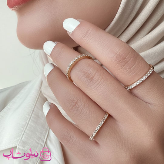 رینگ زنانه ژوپینگ مدل ظریف نگیندار کد 1491