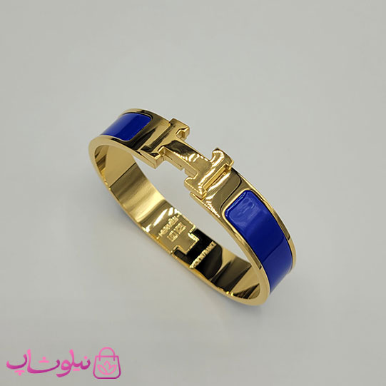 دستبند زنانه هرمس آبی طلایی استیل قفل اورجینال کد 680