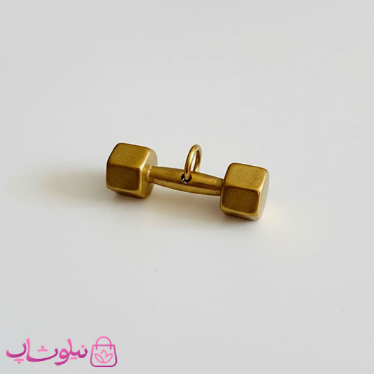 گردنبند دمبل ورزشی مدل طلایی استیل (اندازه پلاک متوسط) کد 200