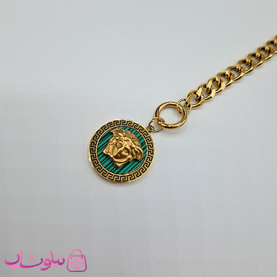 دستبند زنانه ورساچه مدل شیر سبز برجسته کد 2592