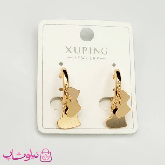 گوشواره آویزدار حلقه ای زنانه ژوپینگ مدل قلب کد 1891