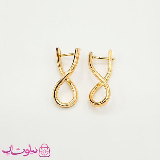 گوشواره زنانه ژوپینگ طلایی طرح منحنی کد 3291