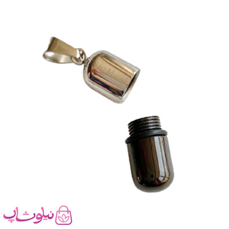 گردنبند کپسول عشق مشکی نقره ای کد 120